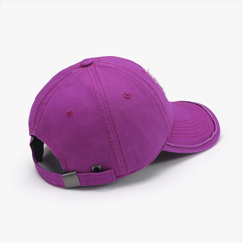 Spring New Big Head Circumference Letter Embroidery Women's Face-looking Small Peaked Cap