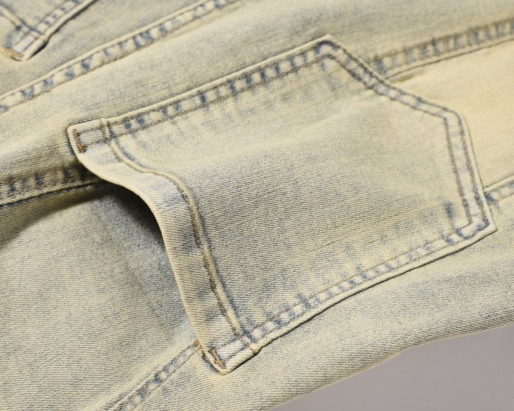 RO Style Wide Leg Patchwork Cargo Pants Jeans Men